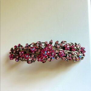 Floral Pink Rhinestone Hair Clip